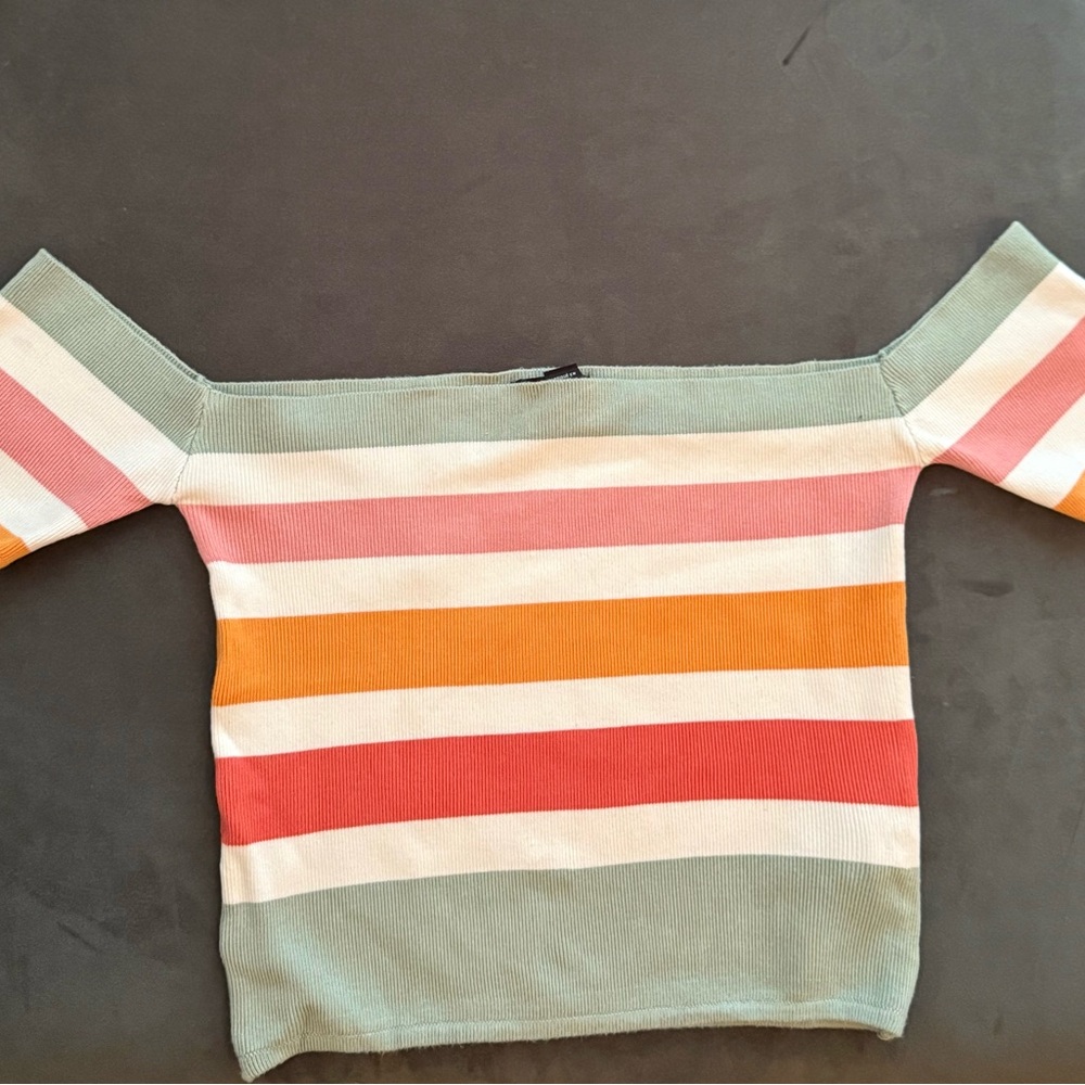 Forever 21 Mint and White Striped Top